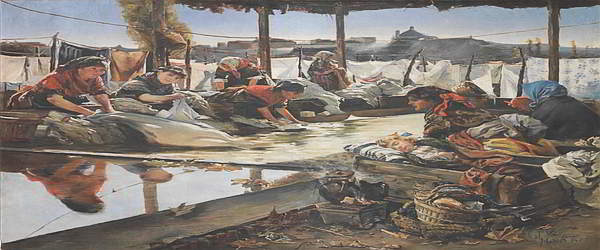 Lavadero en el Manzanares. Eusebio Pérez Valluerca. 1887. Museo del Prado